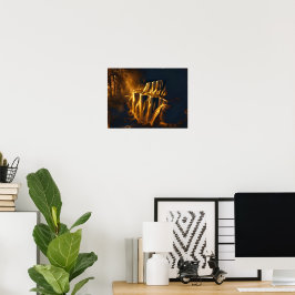 Goldener Wasserfall Abstrakt Art - Luxuriös digita Poster