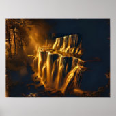 Goldener Wasserfall Abstrakt Art - Luxuriös digita Poster (Vorne)