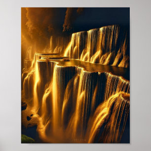 Goldener Wasserfall Abstrakt MASI - Museo d'arte d Poster