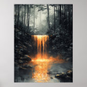 Goldener Wasserfall im Mystischen Wald Poster (Vorne)