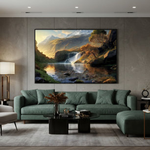 Goldener Wasserfall Leinwanddruck