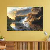 Goldener Wasserfall Leinwanddruck (Insitu (Wohnzimmer))
