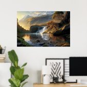 Goldener Wasserfall Poster (Heimbüro)