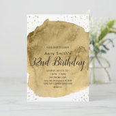 Goldener Wasserfarbenpinselstrich mit weißer Einla Einladung (Stehend Vorderseite)