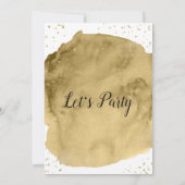 Goldener Wasserfarbenpinselstrich mit weißer Einla Einladung (Rückseite)