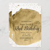 Goldener Wasserfarbenpinselstrich mit weißer Einla Einladung (Vorne/Hinten)