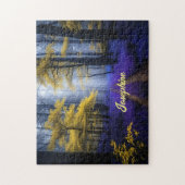 Goldener Weg durch den blauen Wald Puzzle (Vertikal)