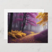 Goldener Weg durch Lila Holz Postkarte (Vorne/Hinten)