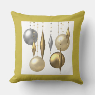 goldener Weihnachtsball auf weißem Hintergrund Kissen