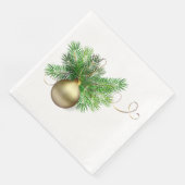 Goldener Weihnachtsball mit Pine Serviette (Ecke)