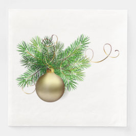 Goldener Weihnachtsball mit Pine Serviette