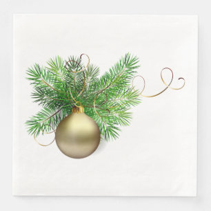 Goldener Weihnachtsball mit Pine Serviette
