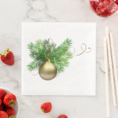 Goldener Weihnachtsball mit Pine Serviette (Beispiel)