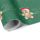 Goldener Weihnachtsbär Geschenkpapier (Rolleneckpunkt)