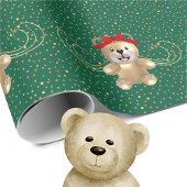Goldener Weihnachtsbär Geschenkpapier