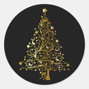 Goldener Weihnachtsbaum auf dem Schwarzen Meer Runder Aufkleber