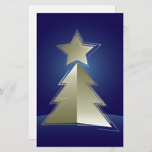 Goldener Weihnachtsbaum Briefpapier (Vorne/Hinten)