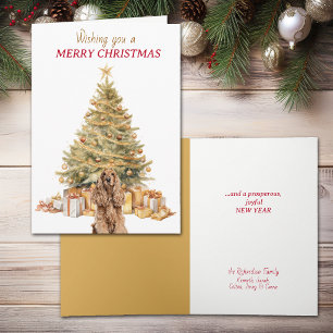 Goldener Weihnachtsbaum Buff Cocker Spaniel Weihna Feiertagskarte