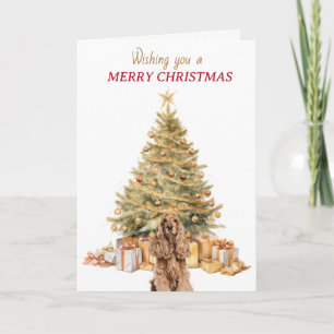 Goldener Weihnachtsbaum Buff Cocker Spaniel Weihna Feiertagskarte