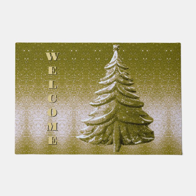 Goldener Weihnachtsbaum Doormat Fußmatte (Vorderseite)