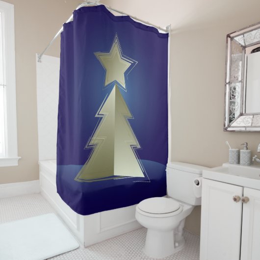 Goldener Weihnachtsbaum Duschvorhang (Beispiel)