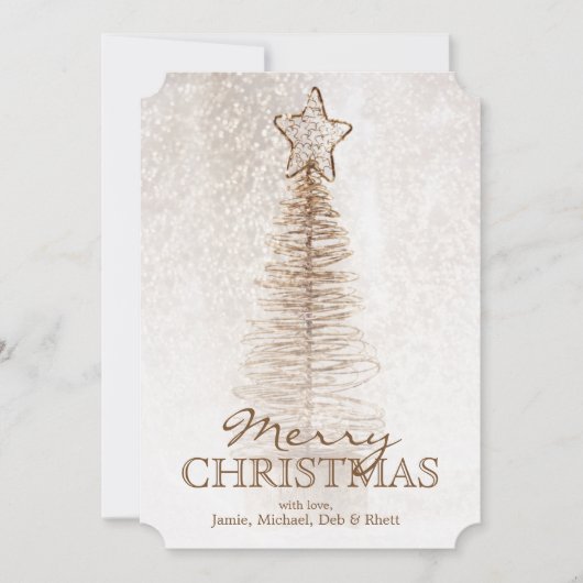 Goldener Weihnachtsbaum Feiertagskarte (Vorderseite)