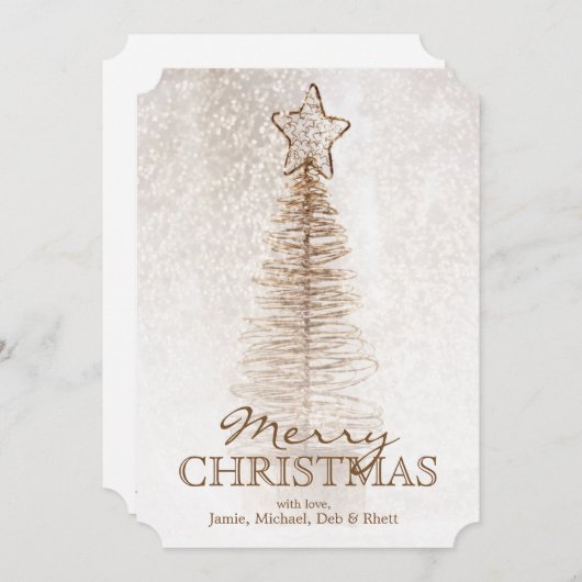 Goldener Weihnachtsbaum Feiertagskarte (Vorne/Hinten)