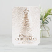 Goldener Weihnachtsbaum Feiertagskarte (Stehend Vorderseite)