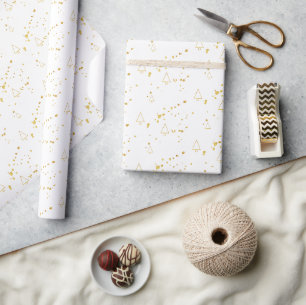 Goldener Weihnachtsbaum Geometrisches Muster Geschenkpapier