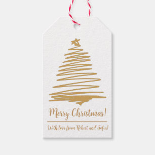 Goldener Weihnachtsbaum Geschenkanhänger