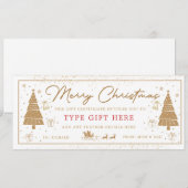 Goldener Weihnachtsbaum-Geschenkgutschein Karte (Vorne/Hinten)