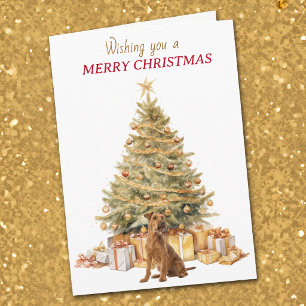 Goldener Weihnachtsbaum Irischer Terrier Hund Weih Feiertagskarte