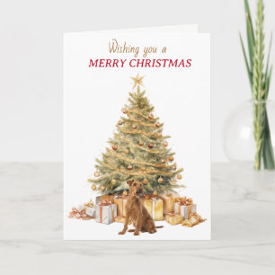 Goldener Weihnachtsbaum Irischer Terrier Hund Weih Feiertagskarte
