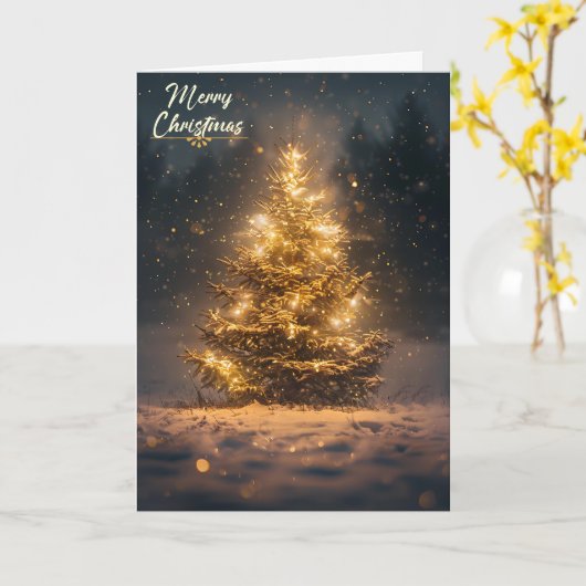 Goldener Weihnachtsbaum Karte (Gelbe Blume)