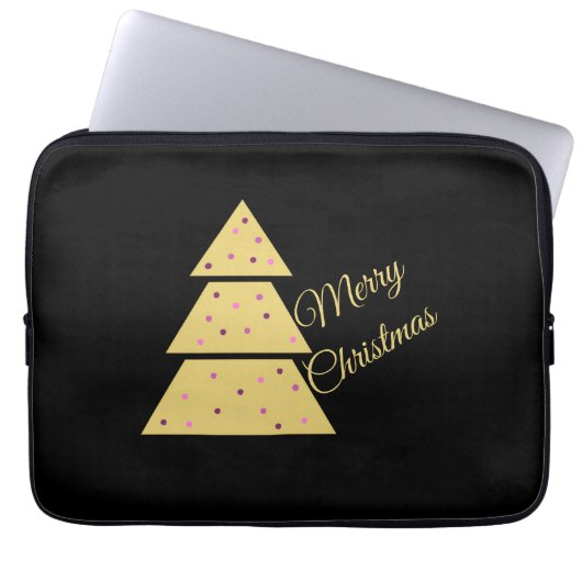 Goldener Weihnachtsbaum Laptopschutzhülle (Vorderseite)
