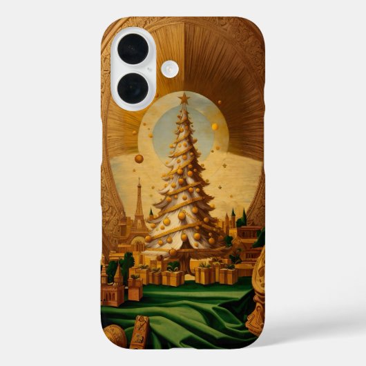 Goldener Weihnachtsbaum mit Eiffelturm Case-Mate iPhone Hülle (Rückseite)