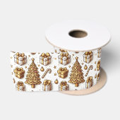 Goldener Weihnachtsbaum mit Geschenken Satinband (Spule)