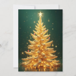 Goldener Weihnachtsbaum mit Ornamenten Einladung