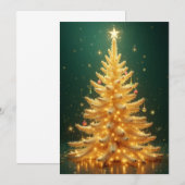Goldener Weihnachtsbaum mit Ornamenten Einladung (Vorne/Hinten)