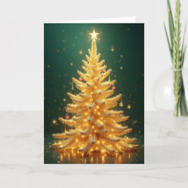 Goldener Weihnachtsbaum mit Ornamenten Karte