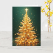 Goldener Weihnachtsbaum mit Ornamenten Karte (Gelbe Blume)