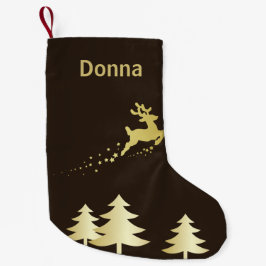 Goldener Weihnachtsbaum mit Ren Kleiner Weihnachtsstrumpf