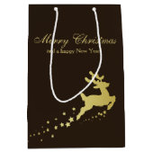 Goldener Weihnachtsbaum mit Ren Mittlere Geschenktüte (Vorderseite)