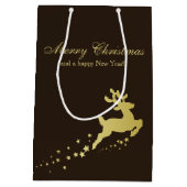 Goldener Weihnachtsbaum mit Ren Mittlere Geschenktüte (Rückseite)