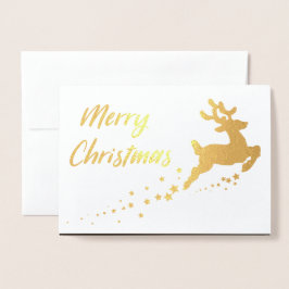 Goldener Weihnachtsbaum mit Rentier Folienkarte