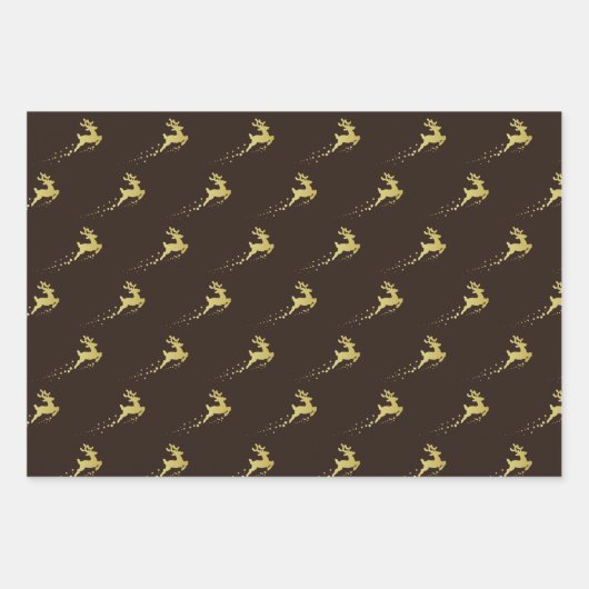 Goldener Weihnachtsbaum mit Rentier Geschenkpapier Set (Vorderseite 3)