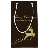 Goldener Weihnachtsbaum mit Rentier Kleine Geschenktüte (Rückseite)