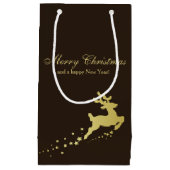 Goldener Weihnachtsbaum mit Rentier Kleine Geschenktüte (Vorderseite)