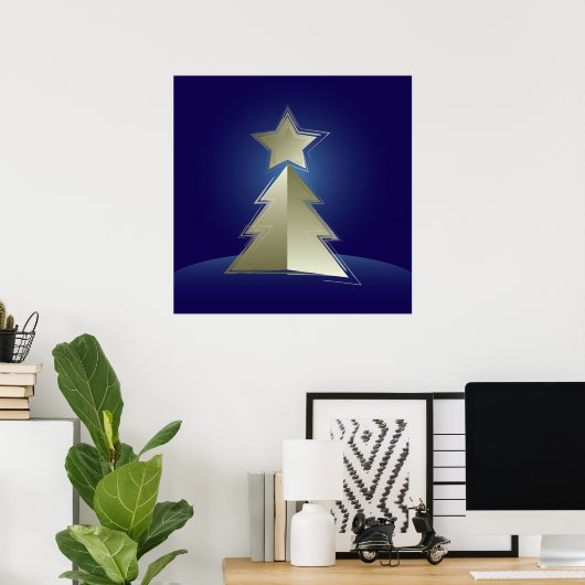 Goldener Weihnachtsbaum Poster (Heimbüro)