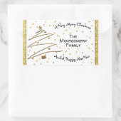 Goldener Weihnachtsbaum Rechteckiger Aufkleber (Tasche)